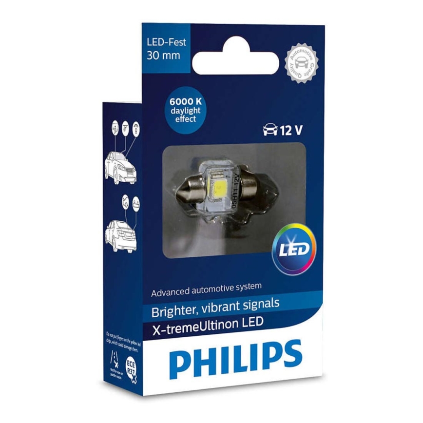 LED Λάμπα αυτοκινήτου Philips X-TREME ULTINON 129416000KX1 LED SV8.5–8/0,8W/12V 6000K