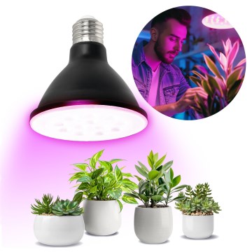 LED Λάμπα για την ανάπτυξη φυτών PLANTY E27/9W/230V 1200K μαύρο