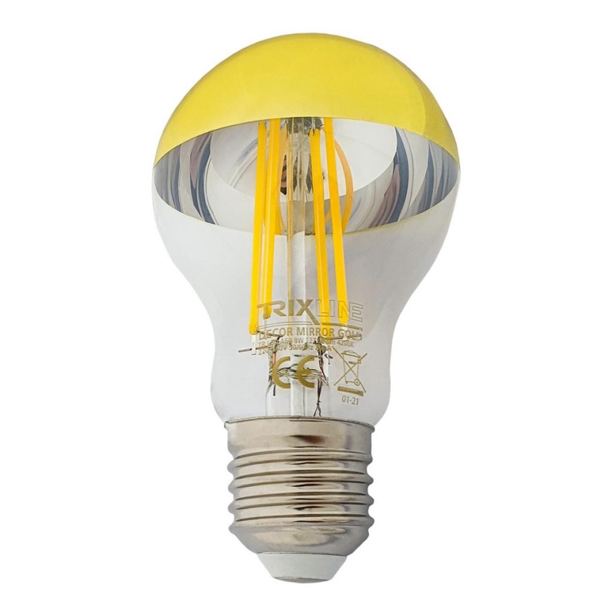 LED Λάμπα με καθρεπτιστή επιφάνεια DECOR MIRROR A60 E27/8W/230V 4200K χρυσή