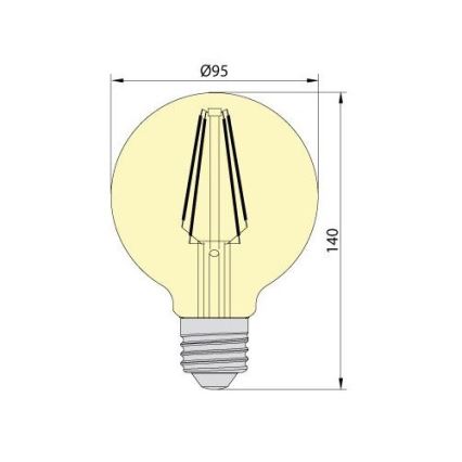 LED Λαμπτήρας CLASIC AMBER G95 E27/8W/230V 2200K - Brilagi