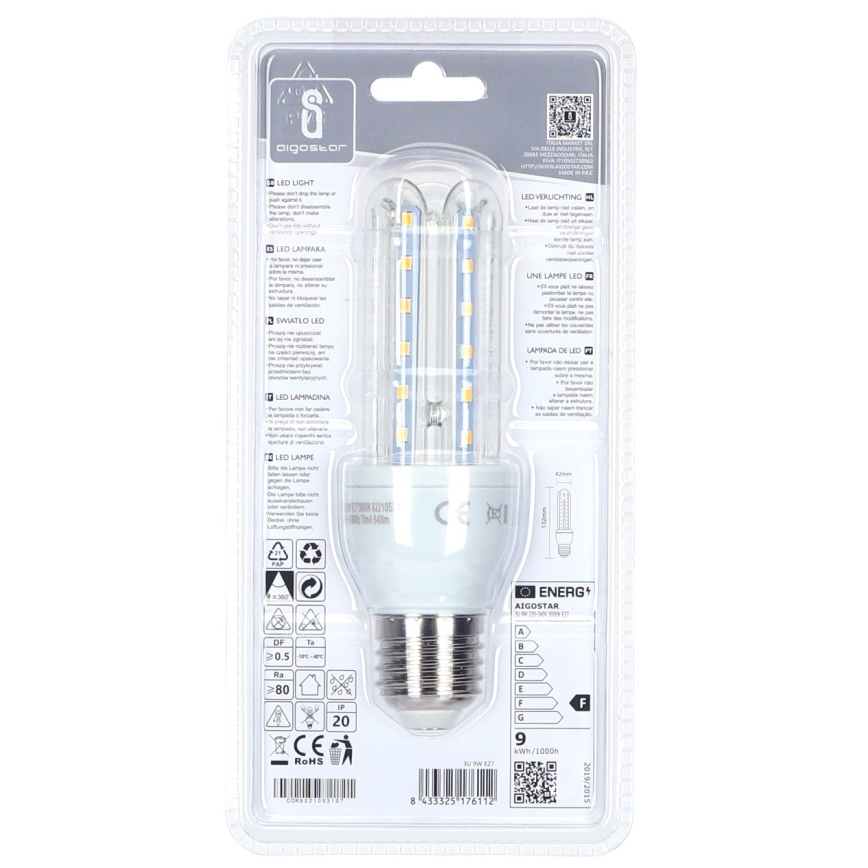 LED Λαμπτήρας E27/9W/230V 3000K - Aigostar