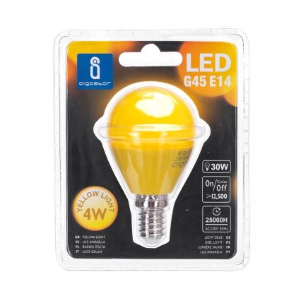 LED Λαμπτήρας G45 E14/4W/230V κίτρινο - Aigostar