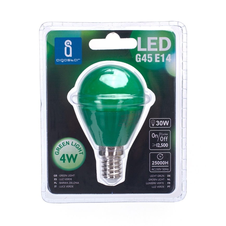 LED Λαμπτήρας G45 E14/4W/230V πράσινος - Aigostar