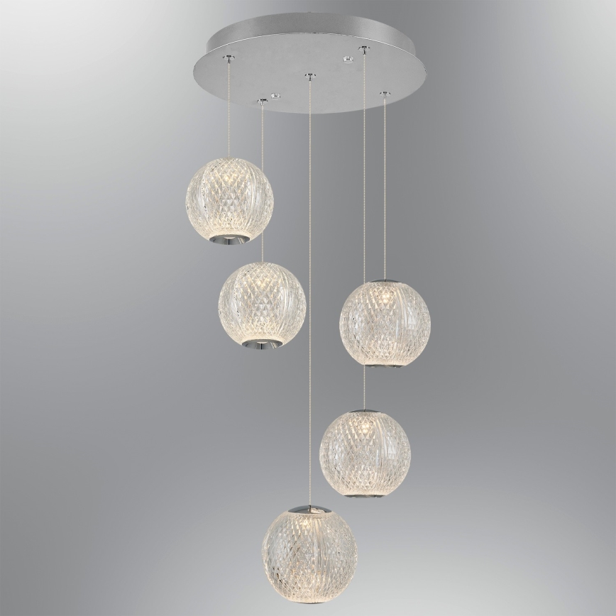 LED Λαμπτήρας κρεμαστός CREMONA 5xLED/5W/230V 3000K ματ χρώμιο