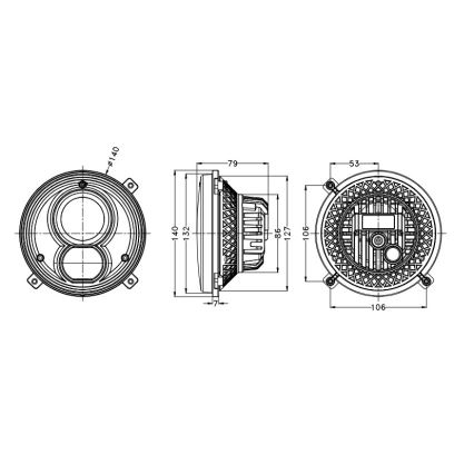 LED Μπροστινό φανάρι τρακτέρ LED/60W/10-30V IP69 5700K στρογγυλό