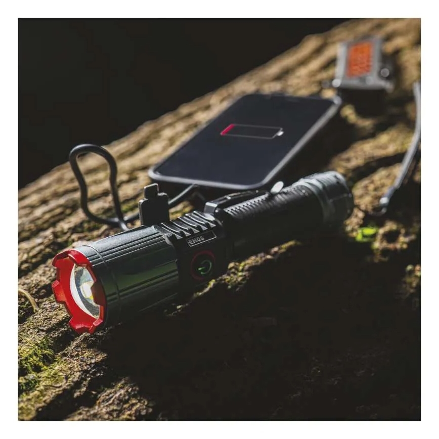 Φορητός μεταλλικός φακός LED επαναφορτιζόμενος LED/5V 3000 lm 5000 mAh IP43