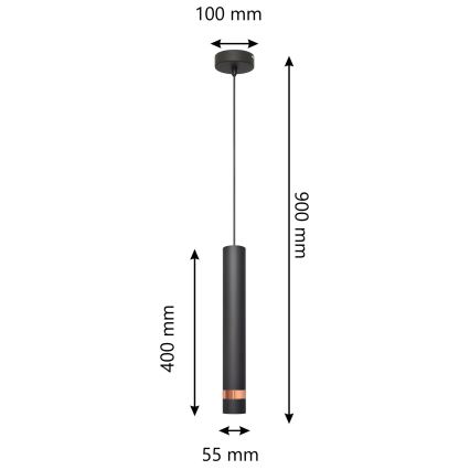 LED Μονόφωτο φωτιστικό οροφής TUBA 1xGU10/4,8W/230V μαύρο/χαλκός