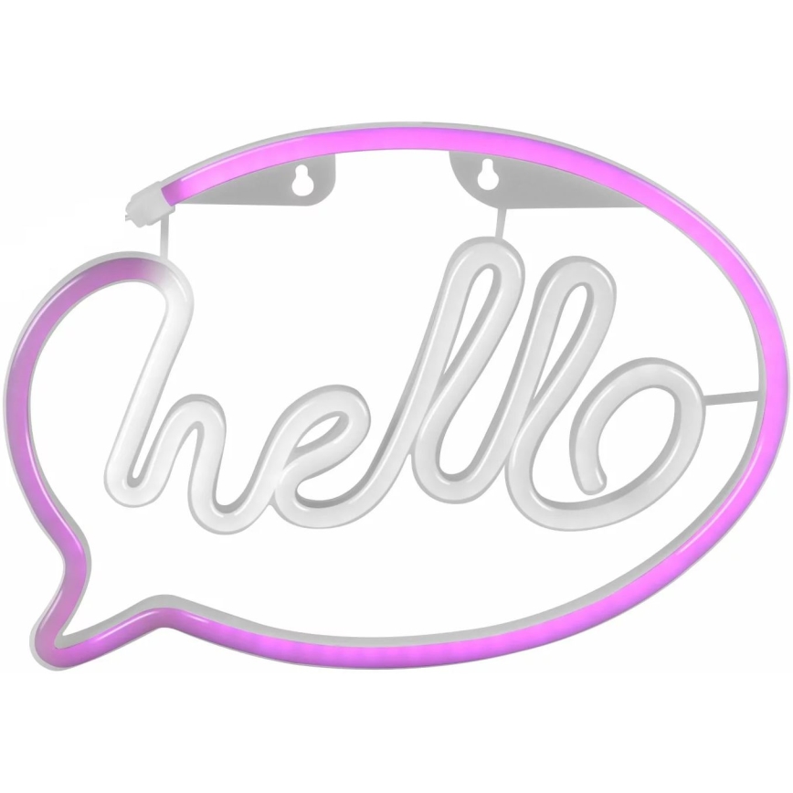 LED Νεονική διακοσμητική επιτοίχια επιγραφή HELLO LED/3W/3xAA USB ροζ