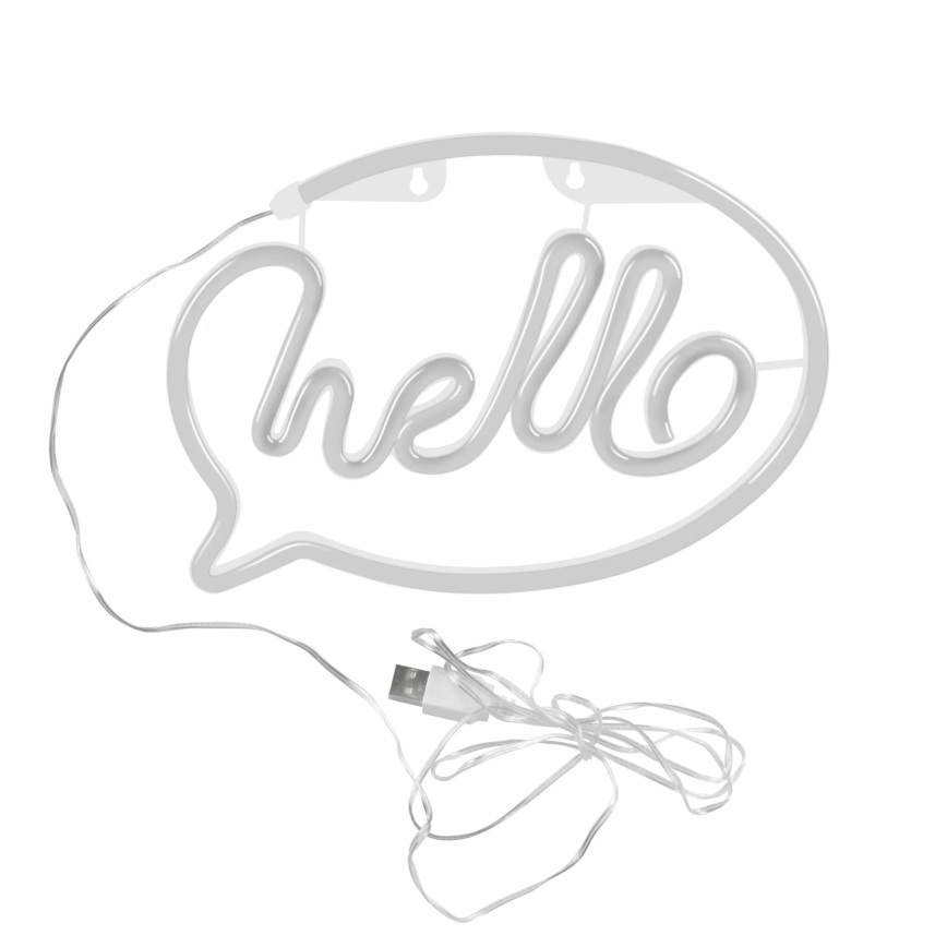 LED Νεονική διακοσμητική επιτοίχια επιγραφή HELLO LED/3W/3xAA USB ροζ