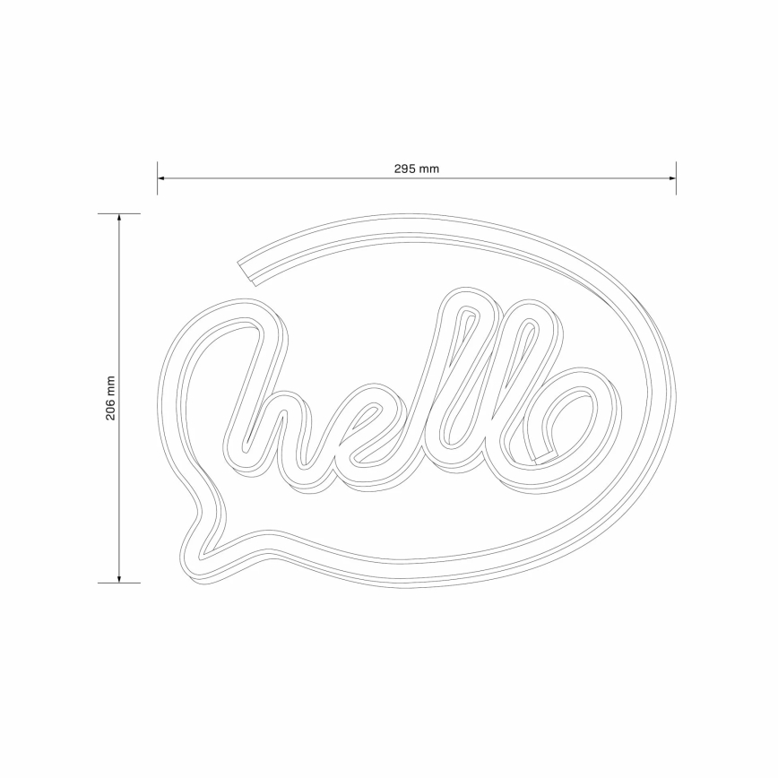LED Νεονική διακοσμητική επιτοίχια επιγραφή HELLO LED/3W/3xAA USB ροζ