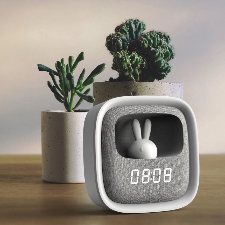 LED Ρυθμιζόμενο νυχτερινό φωτιστικό με ξυπνητήρι BUNNY LED/1,2W/5V 3000K