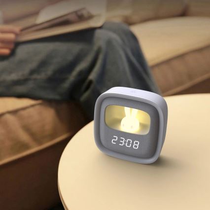 LED Ρυθμιζόμενο νυχτερινό φωτιστικό με ξυπνητήρι BUNNY LED/1,2W/5V 3000K