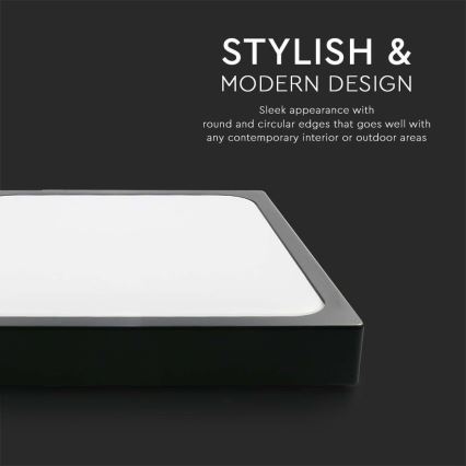 LED Οροφιαίο φωτιστικό μπάνιου LED/30W/230V 4000K IP44 42x42 εκ. μαύρο