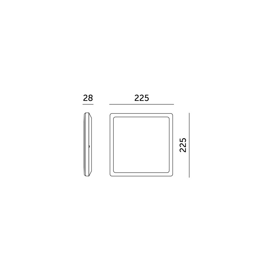 LED Οροφιαίο φωτιστικό μπάνιου NIVERA LED/12W/230V IP54 3000/4000/6000K 22,5x22,5 εκ. μαύρο