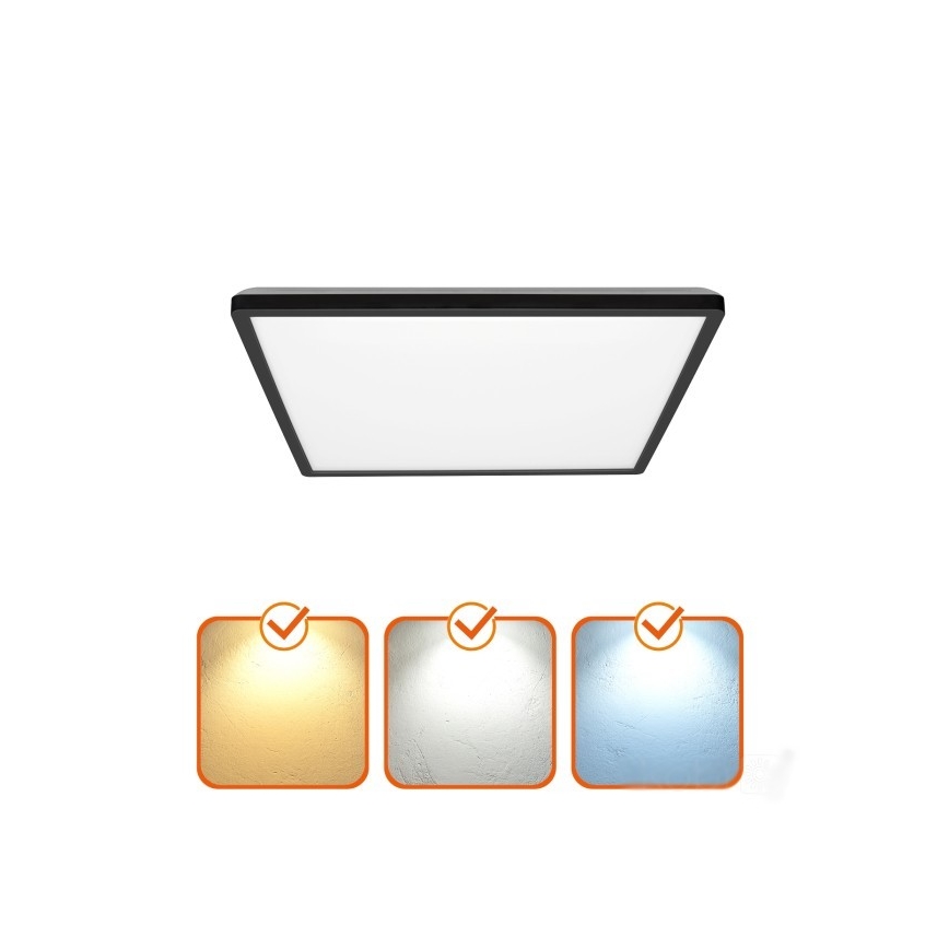 LED Οροφής Φωτιστικό Μπάνιου NIVERA LED/24W/230V IP54 3000/4000/6000K 30x30 εκ. μαύρο