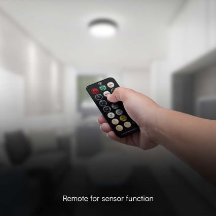 LED Οροφιαίο φωτιστικό μπάνιου με αισθητήρα LED/36W/230V 4000K IP44 διάμ. 42 εκ. μαύρο + τηλεχειριστήριο