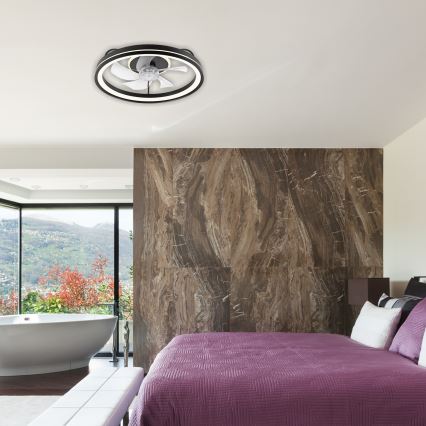 LED Ρυθμιζόμενο φωτιστικό οροφής με ανεμιστήρα FARGO LED/37W/230V μαύρο + τηλεχειριστήριο