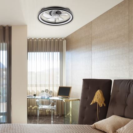 LED Ρυθμιζόμενο φωτιστικό οροφής με ανεμιστήρα FARGO LED/37W/230V μαύρο + τηλεχειριστήριο