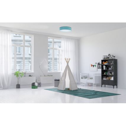 Παιδικό φωτιστικό οροφής LED GALAXY KIDS LED/24W/230V με αστέρια σε τιρκουάζ/λευκό