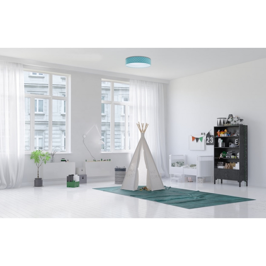 Παιδικό φωτιστικό οροφής LED GALAXY KIDS LED/24W/230V με αστέρια σε τιρκουάζ/λευκό
