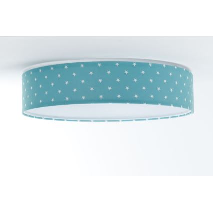 Παιδικό φωτιστικό οροφής LED GALAXY KIDS LED/24W/230V με αστέρια σε τιρκουάζ/λευκό