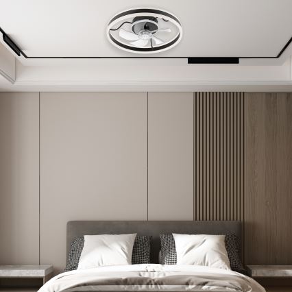 LED Ρυθμιζόμενο φωτιστικό οροφής με ανεμιστήρα APOLLO LED/38W/230V μαύρο + τηλεχειριστήριο