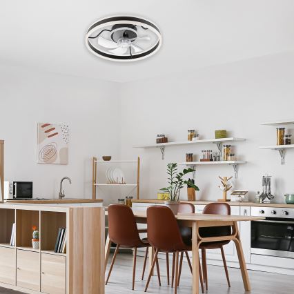 LED Ρυθμιζόμενο φωτιστικό οροφής με ανεμιστήρα APOLLO LED/38W/230V μαύρο + τηλεχειριστήριο