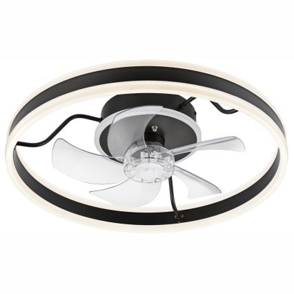 LED Ρυθμιζόμενο φωτιστικό οροφής με ανεμιστήρα APOLLO LED/38W/230V μαύρο + τηλεχειριστήριο