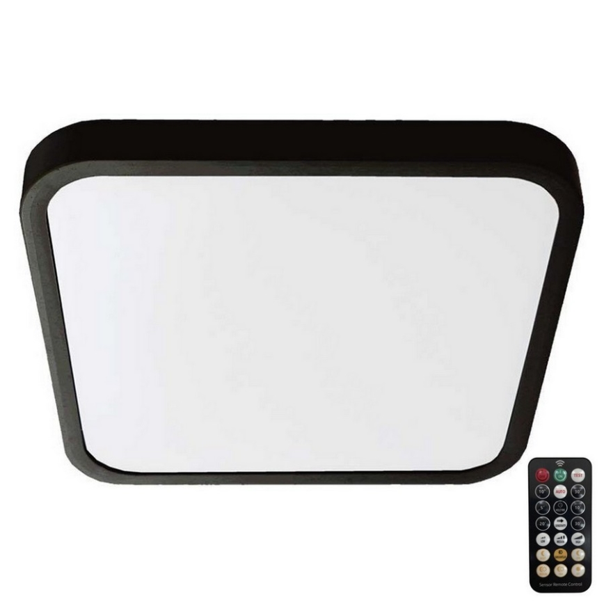 LED Οροφιαίο φωτιστικό μπάνιου με αισθητήρα SAMSUNG CHIP LED/36W/230V IP44 4000K 42x42 εκ. μαύρο + τηλεχειριστήριο