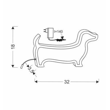 LED Παιδικό επιτραπέζιο φωτιστικό DOG LED/12W/230V μαύρο
