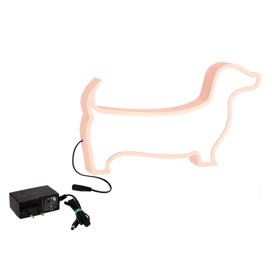 LED Παιδικό επιτραπέζιο φωτιστικό DOG LED/12W/230V ροζ
