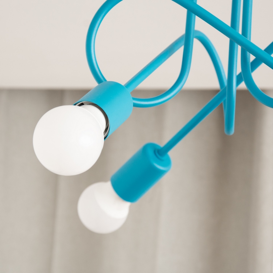 LED παιδικό επιφανειακό φωτιστικό οροφής OXFORD 3xE27/15W/230V μπλε