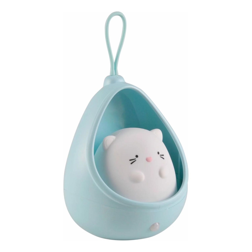 LED Παιδικό φωστικό νυκτός με αισθητήρα KITTY LED/0,5W/5V USB μπλε