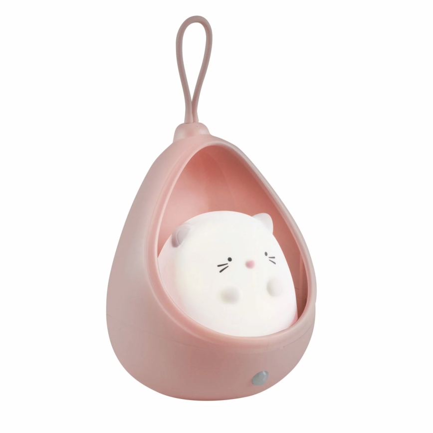 LED Παιδικό φωστικό νυκτός με αισθητήρα KITTY LED/0,5W/5V USB ροζ