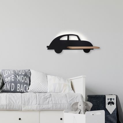 LED Παιδικό φωτιστικό τοίχου με ράφι CAR LED/5W/230V μαύρο/ξύλο,