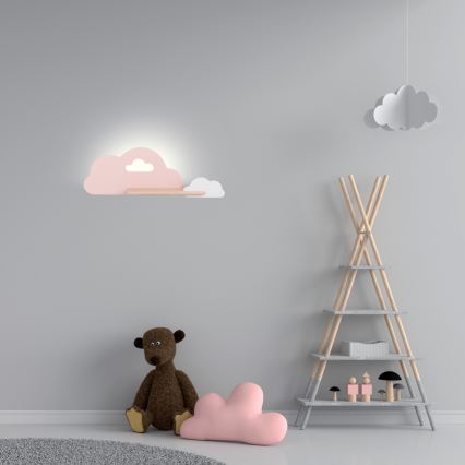 LED Παιδικό φωτιστικό τοίχου με ράφι CLOUD LED/5W/230V ροζ/λευκό,