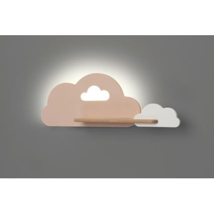 LED Παιδικό φωτιστικό τοίχου με ράφι CLOUD LED/5W/230V ροζ/λευκό,