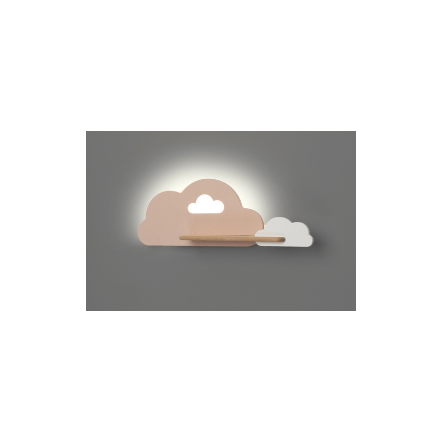 LED Παιδικό φωτιστικό τοίχου με ράφι CLOUD LED/5W/230V ροζ/λευκό,