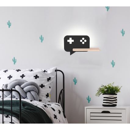 LED Παιδικό φωτιστικό τοίχου με ράφι CONSOLE LED/5W/230V μαύρο,