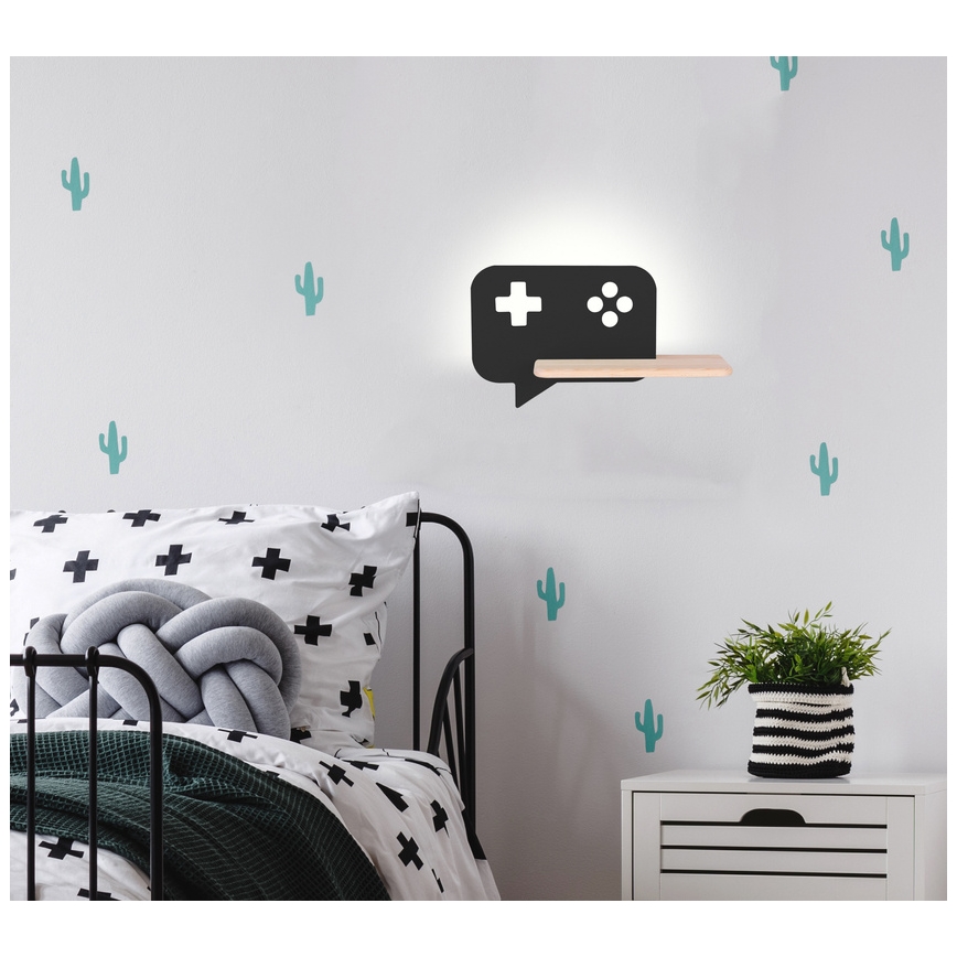 LED Παιδικό φωτιστικό τοίχου με ράφι CONSOLE LED/5W/230V μαύρο,