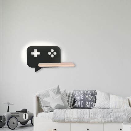 LED Παιδικό φωτιστικό τοίχου με ράφι CONSOLE LED/5W/230V μαύρο,