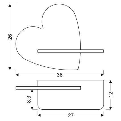 LED Παιδικό φωτιστικό τοίχου με ράφι HEART LED/5W/230V ροζ/ξύλο,
