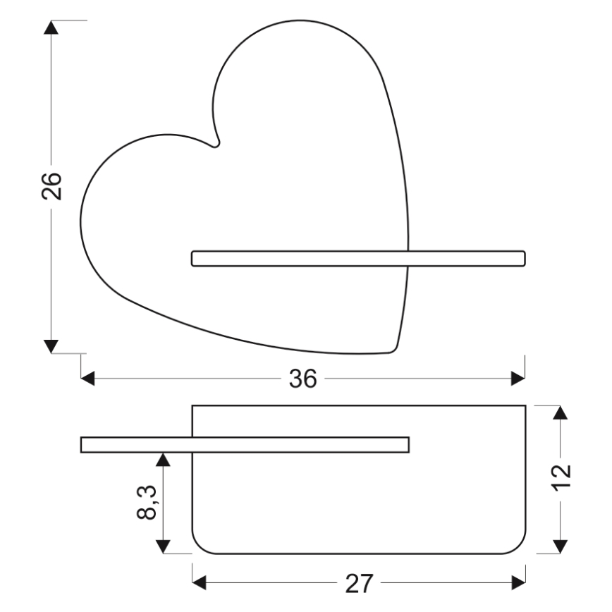 LED Παιδικό φωτιστικό τοίχου με ράφι HEART LED/5W/230V ροζ/ξύλο,