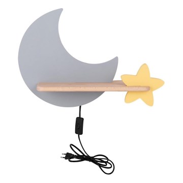 LED Παιδικό φωτιστικό τοίχου με ράφι MOON LED/5W/230V,