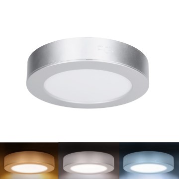 LED πάνελ επιφανειακό/για ψευδοροφή 2-σε-1 LED/12W/230V 3000/4000/6000K διάμ.17cm IP54 ασημί