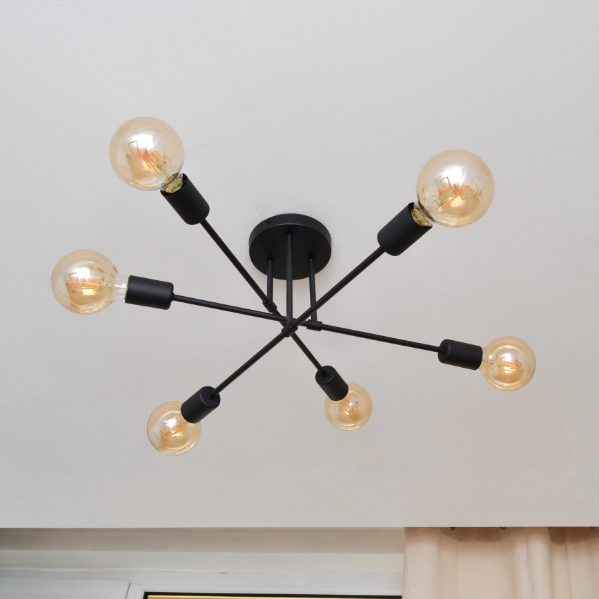 LED Πλαφονιέρα οροφής CAMBRIDGE 6xE27/8W/230V μαύρο