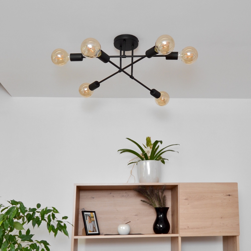 LED Πλαφονιέρα οροφής CAMBRIDGE 6xE27/8W/230V μαύρο