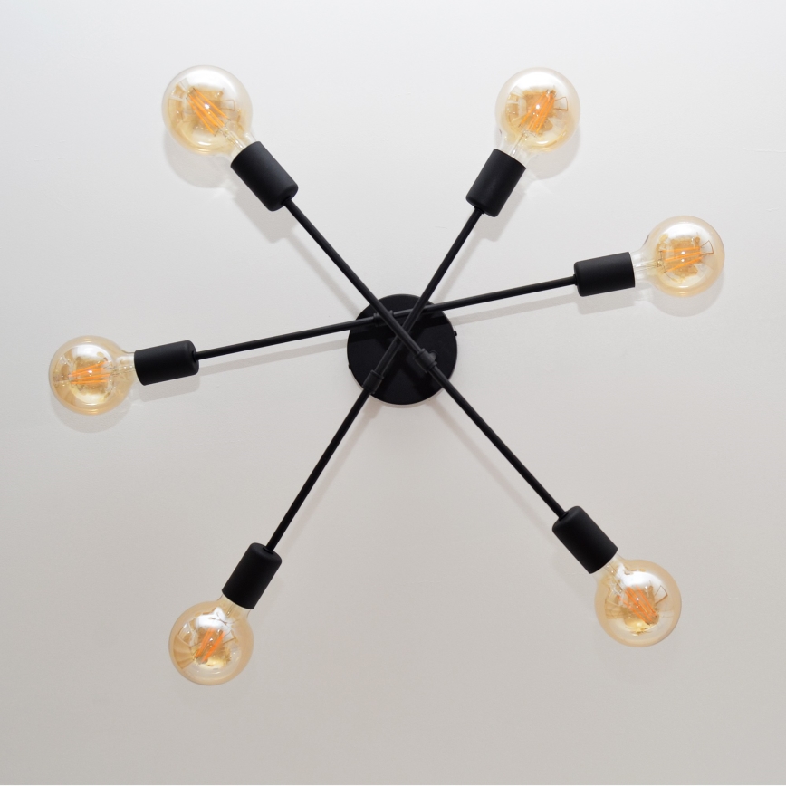 LED Πλαφονιέρα οροφής CAMBRIDGE 6xE27/8W/230V μαύρο