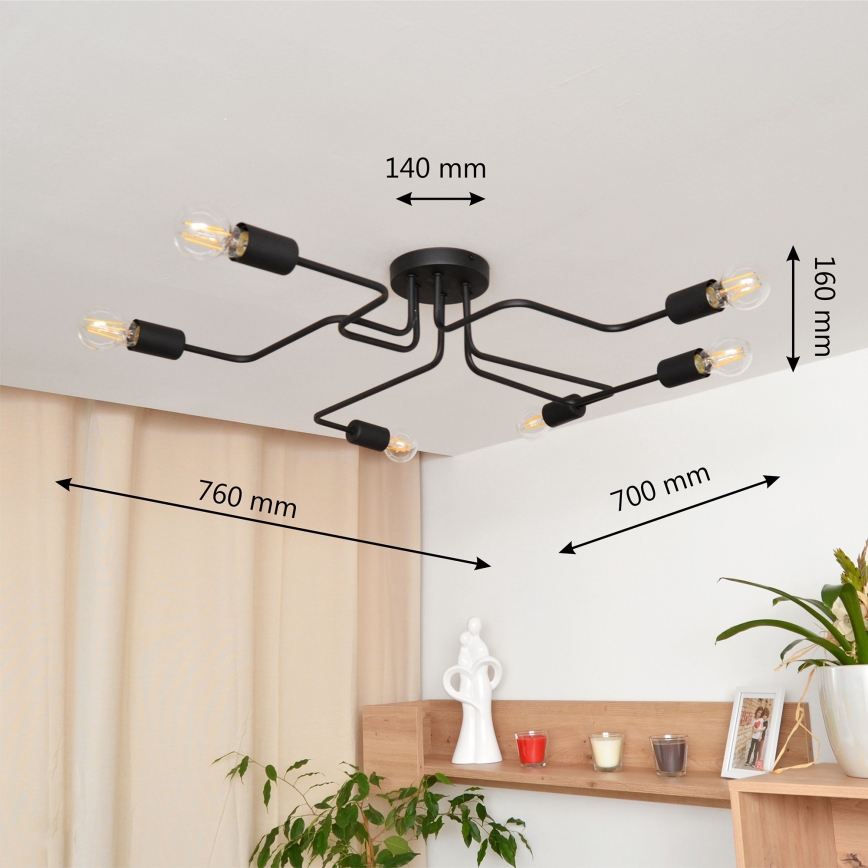 LED Πλαφονιέρα οροφής TUBE 6xE27/15W/230V