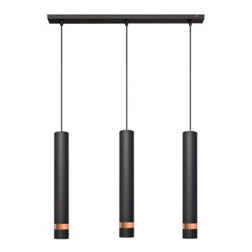 LED Πολύφωτο κρεμαστό σε ράγα TUBA 3xGU10/4,8W/230V μαύρο/χαλκός
